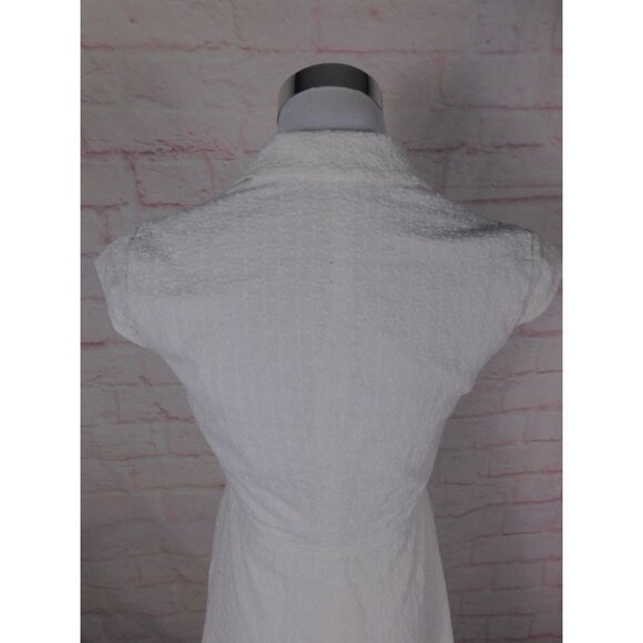Calvin Klein White Textured Button-Front Cap Sleeve A-Line Dress Sz 2 - Picture 11 of 11